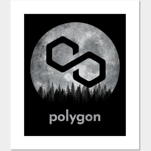 Vintage Polygon Matic Coin To The Moon Crypto Token Cryptocurrency Blockchain Wallet Birthday Gift For Men Women Kids Posters and Art